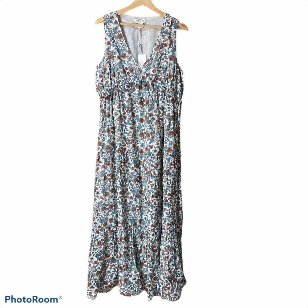 Rachel Zoe: Floral BOHO Ruffled Sleeveless Slip Tiered Maxi Dress‎ M (NWT)